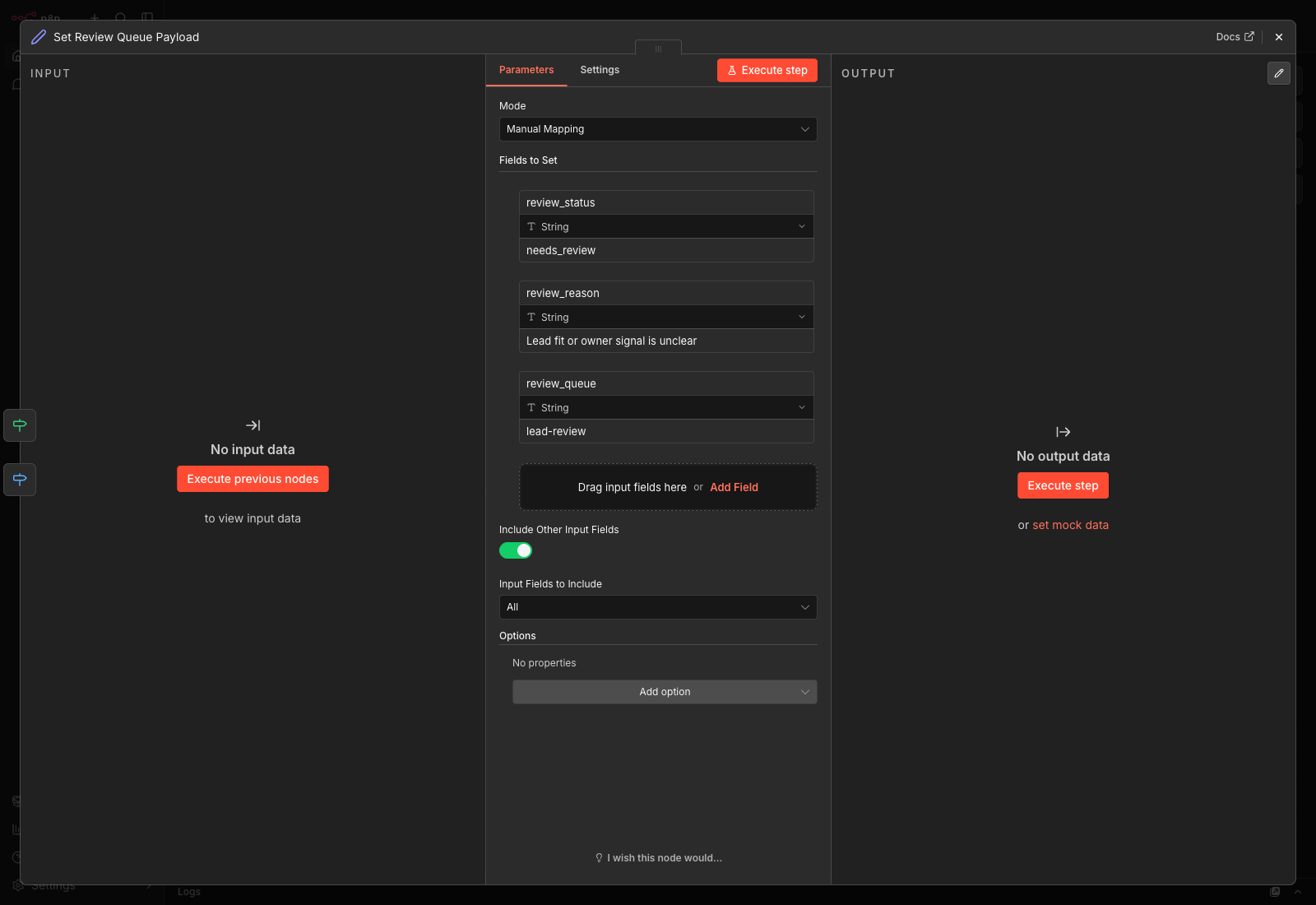 Review branch node configuration for the Rivet Flow lead intake handoff proof workflow
